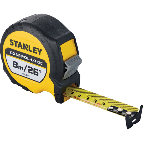 CONTROL-LOCK Tape Measure, 25 mm x 26'/8 m, Imperial & Metric Graduations Les Fournitures Industrielles Méga