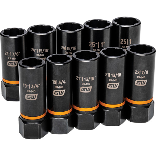 Bolt Biter Extraction Socket Set, 10 Pcs, Impact, 1/2" Drive Size, Deep Les Fournitures Industrielles Méga