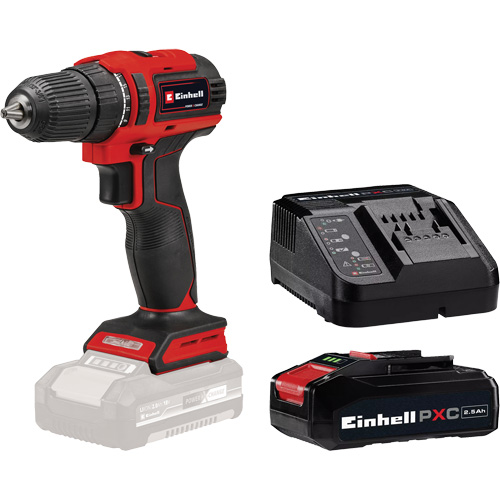 Cordless Drill/Driver with 2.5Ah PXC Battery & Charger Starter Kit, Lithium-Ion, 18 V, 3/8" Chuck, 354 in-lbs Torque Les Fournitures Industrielles Méga