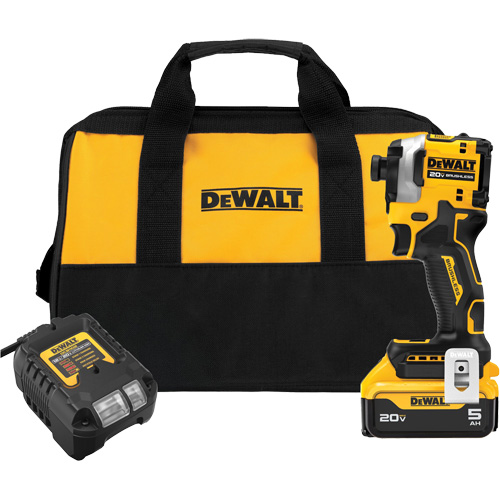 ATOMIC Brushless Cordless 3-Speed Impact Driver Kit, 1/4", 1825 in-lbs Max. Torque, 20 V, Lithium-Ion Les Fournitures Industrielles Méga