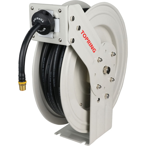D&eacute;vidoir de tuyau &agrave; rappel automatique &agrave; bras simple de type L MAXREEL avec tuyau en caoutchouc, Air, 3/8" x 50', Tuyau simple, 250 PSI Les Fournitures Industrielles Méga