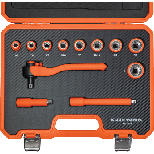 Insulated Ratchet & Socket Set with Case, 1000 V, 12 Pcs Les Fournitures Industrielles Méga