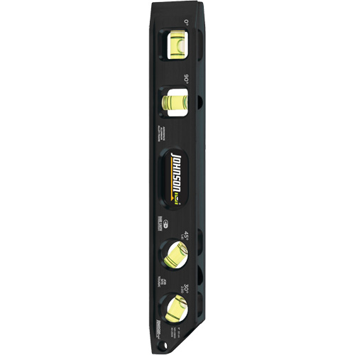 Niveau Torpedo en aluminium usin&eacute; (billet), 9" lo, Aluminium, 4 fioles, Magn&eacute;tique Les Fournitures Industrielles Méga