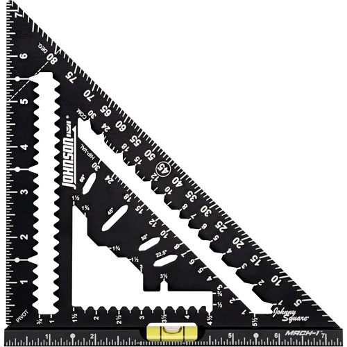 &eacute;querre de charpentier MACH-1 Smart Mark Johnny Square&reg; de 7-1/4 po avec fiole de niveau Les Fournitures Industrielles Méga