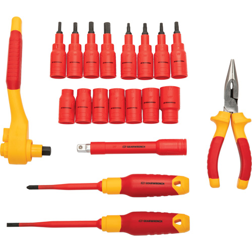 Jeu d'outils isol&eacute;s VDE &agrave; prise 3/8", 1000 V, 20 M Les Fournitures Industrielles Méga
