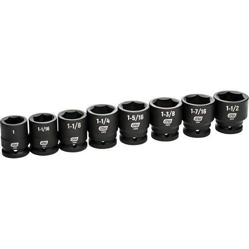 6-Point SAE Socket Set, 8 Pcs, Impact, 3/4" Drive Size Les Fournitures Industrielles Méga
