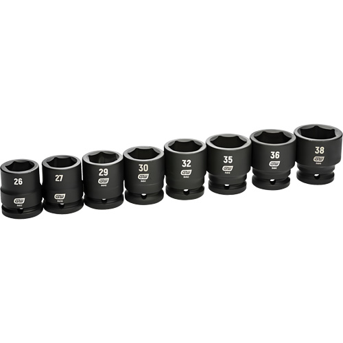 6-Point Metric Socket Set, 8 Pcs, Impact, 3/4" Drive Size Les Fournitures Industrielles Méga