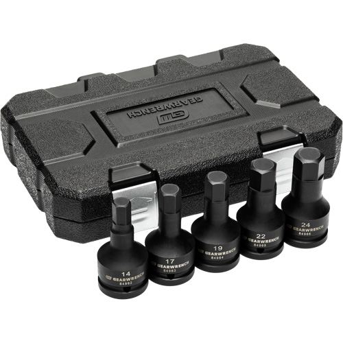 Metric Impact Bit Socket Set with Blow Mold Case, Hex, 3/4" Drive, 5 Pcs Les Fournitures Industrielles Méga