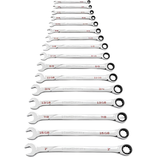 120XP Universal Spline XL SAE Wrench Set, Ratcheting Combination, 16 Pieces, Imperial Les Fournitures Industrielles Méga