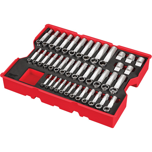 1/4”, 3/8” & 1/2” Drive Metric Socket Set with Tray for PACKOUT Drawers, 77 Pcs Les Fournitures Industrielles Méga