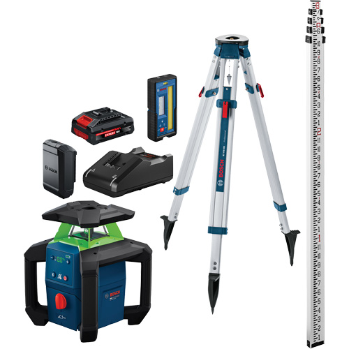 18V Green-Beam Horizontal/Vertical Rotary Laser Kit with Carrying Case, 2000' (609.6 m), 630-670 Nm Les Fournitures Industrielles Méga