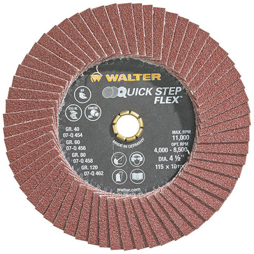 Disque &agrave; lamelles QUICK-STEP FLEX, 4-1/2" x Type 29, Grain 80, Oxyde d'aluminium Les Fournitures Industrielles Méga