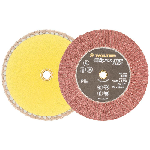 QUICK-STEP FLEX Flap Disc, 6" x Type 29, 60 Grit, Aluminum Oxide Les Fournitures Industrielles Méga