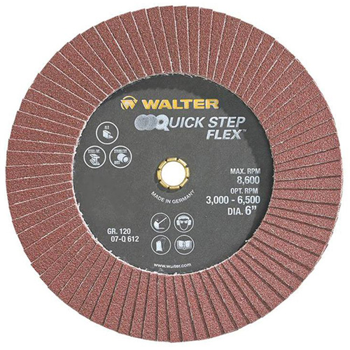 Disque &agrave; lamelles QUICK-STEP FLEX, 6" x Type 29, Grain 120, Oxyde d'aluminium Les Fournitures Industrielles Méga