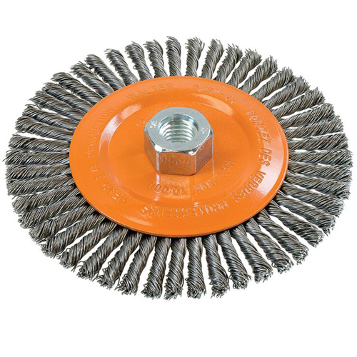 Stringer Bead Knotted Wire Brush, 6" Dia., 0.02" Fill, 5/8"-11 Arbor, Steel Les Fournitures Industrielles Méga