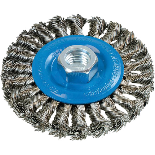 Wide Knotted Wire Wheel Brush, 5/8"-11 Arbor, Steel Les Fournitures Industrielles Méga