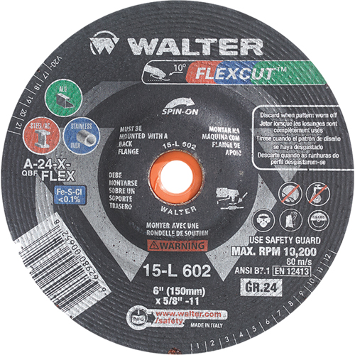 Flexcut Depressed Centre Grinding Wheels, 5", 60 Grit, Aluminum Oxide, 5/8"-11, 12200 RPM, Type 29 Les Fournitures Industrielles Méga
