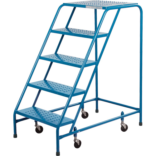 Rolling Step Ladder, 5 Steps, 18" Step Width, 46" Platform Height, Steel Les Fournitures Industrielles Méga