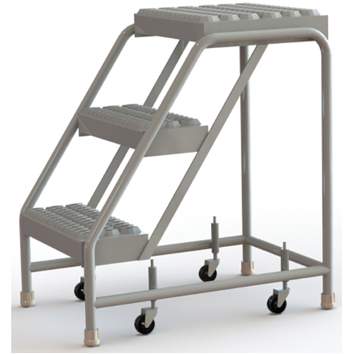 &eacute;chelles roulantes, 3 marches, Largeur de la marche 16", Hauteur de la plateforme 30", Aluminium Les Fournitures Industrielles Méga