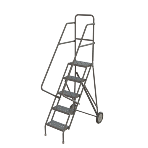 Steel Rolling Ladder, 5 Steps, 16" Step Width, 50" Platform Height, Steel Les Fournitures Industrielles Méga