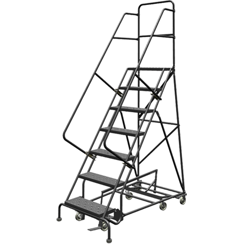 All Directional Rolling Ladder, 7 Steps, 24" Step Width, 70" Platform Height, Steel Les Fournitures Industrielles Méga