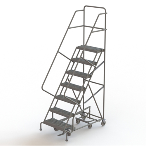 All Directional Rolling Ladder, 7 Steps, 24" Step Width, 70" Platform Height, Steel Les Fournitures Industrielles Méga