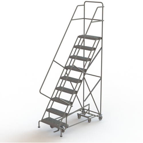 All Directional Rolling Ladder, 9 Steps, 24" Step Width, 90" Platform Height, Steel Les Fournitures Industrielles Méga