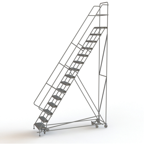 All Directional Rolling Ladder, 15 Steps, 24" Step Width, 150" Platform Height, Steel Les Fournitures Industrielles Méga