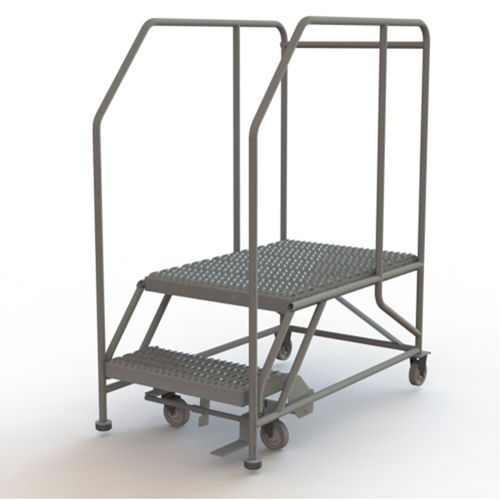 Mobile Work Platform, Steel, 2 Steps, 20" H, 35" D, 24" Step, Serrated Les Fournitures Industrielles Méga