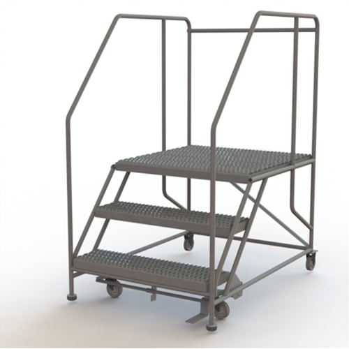 Mobile Work Platform, Steel, 3 Steps, 30" H, 36" D, 36" Step, Serrated Les Fournitures Industrielles Méga