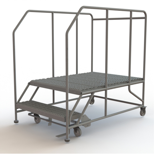 Plateforme de travail mobile, Acier, 2 Marches, 20" ha, 48" p, 36" Marche, Stri&eacute; Les Fournitures Industrielles Méga