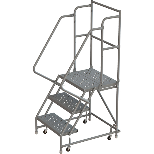 Deep Top Step Rolling Ladder, 3 Steps, 16" Step Width, 30" Platform Height, Steel Les Fournitures Industrielles Méga