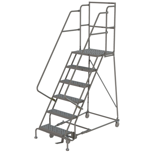 Deep Top Step Rolling Ladder, 8 Steps, 24" Step Width, 80" Platform Height, Steel Les Fournitures Industrielles Méga