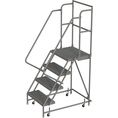 Escabeaux roulants &agrave; dessus profond, 4 marches, Largeur de la marche 24", Hauteur de la plateforme 40", Acier Les Fournitures Industrielles Méga