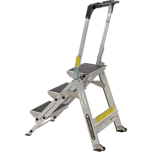 &eacute;chelle escabeau avec roues pivotantes, 3 marches, 34" x 22" x Hauteur 50,75" Les Fournitures Industrielles Méga