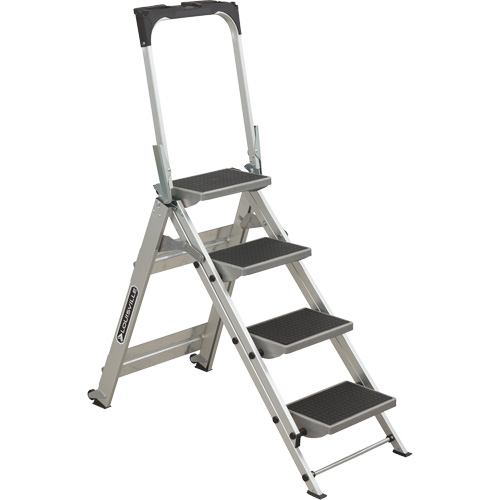 &eacute;chelle escabeau avec roues pivotantes, 4 marches, 44,25" x 22,13" x Hauteur 59" Les Fournitures Industrielles Méga