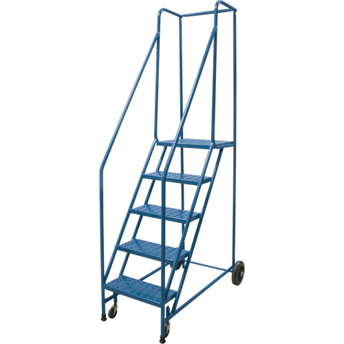 Rolling Step Ladder, 5 Steps, 18" Step Width, 46" Platform Height, Steel Les Fournitures Industrielles Méga