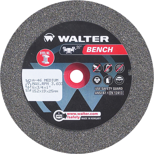 Bench Grinding Wheels, 6" x 1", 1" Arbor, 1 Les Fournitures Industrielles Méga