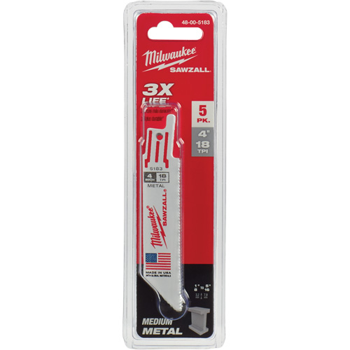 Lame de scie alternative Sawzall, Bim&eacute;tal, 18 Dents par pouce, 4" lo x 3/4" la Les Fournitures Industrielles Méga