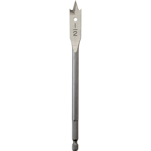 Flat Boring Bit, 1/2" Diameter, 1/4" Hex Shank, 6" Length Les Fournitures Industrielles Méga