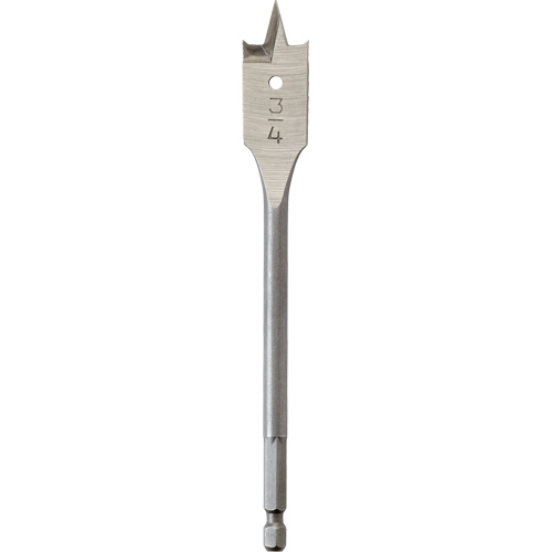 Flat Boring Bit, 3/4" Diameter, 1/4" Hex Shank, 6" Length Les Fournitures Industrielles Méga