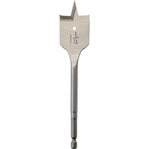 Flat Boring Bit, 1-1/4" Diameter, 1/4" Hex Shank, 6" Length Les Fournitures Industrielles Méga