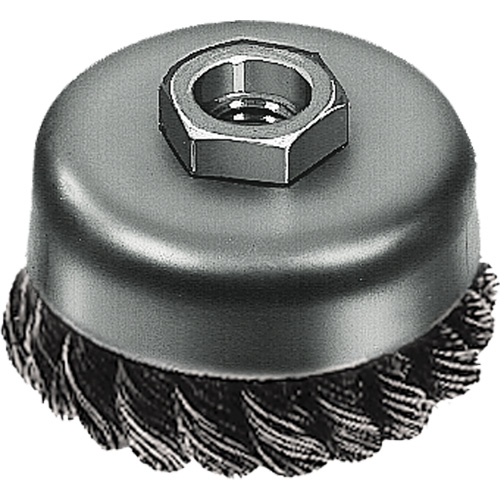 Brosse boisseau &agrave; fil nou&eacute;, 3" dia. x 5/8"-11 arbre Les Fournitures Industrielles Méga