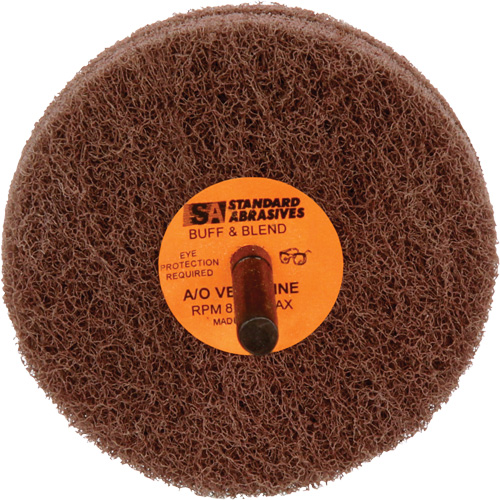 Meule de polissage et lissage Buff & Blend de 2 plis Standard Abrasives, 3" dia. x 2" la, Arbre 1/4", Oxyde d'aluminium Les Fournitures Industrielles Méga
