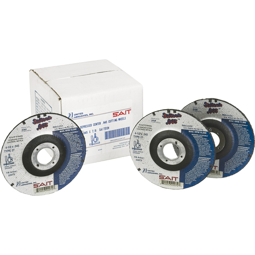 Cut-Off Wheel, 4-1/2" x 0.045", 7/8" Arbor, Type 27, Aluminum Oxide/Ceramic, 13500 RPM Les Fournitures Industrielles Méga