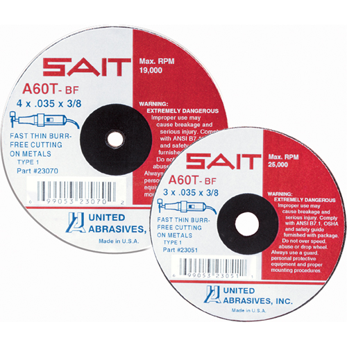 Cut-Off Wheel, 4" x 0.045", 5/8" Arbor, Type 27, Aluminum Oxide, 13500 RPM Les Fournitures Industrielles Méga