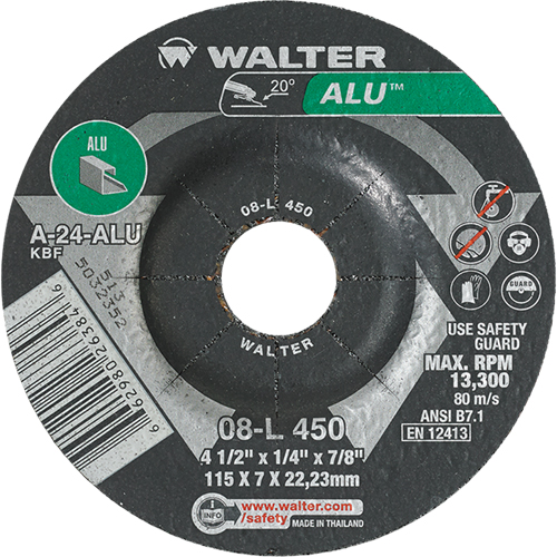 Aluminium Depressed Centre Grinding Wheels, 4-1/2" x 1/4", 7/8" Arbor, Type 27 Les Fournitures Industrielles Méga