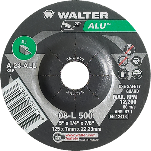 Aluminium Depressed Centre Grinding Wheels, 5" x 1/4", 7/8" Arbor, Type 27 Les Fournitures Industrielles Méga