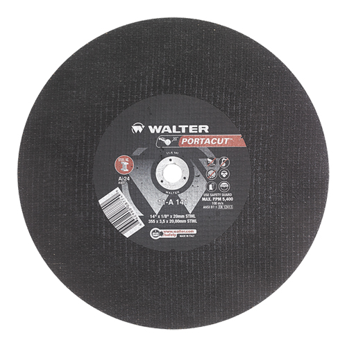 Meule &agrave; tronçonner rapide en acier inoxydable Portacut, 14" x 1/8", Arbre de 3/4", Type 1, Oxyde d'aluminium, 5400 Tr/min Les Fournitures Industrielles Méga