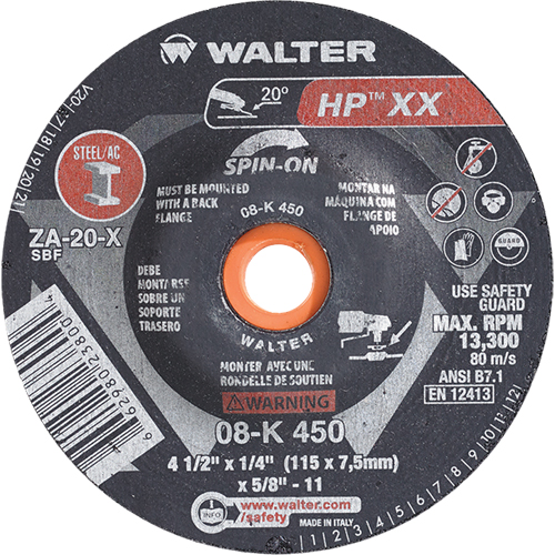 Double-X Depressed Centre Grinding Wheel, 4-1/2" x 1/4", 5/8"-11 Arbor, Type 27S Les Fournitures Industrielles Méga
